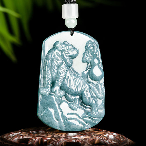 Natural Jade Pendant Tiger Jadeite Pendant