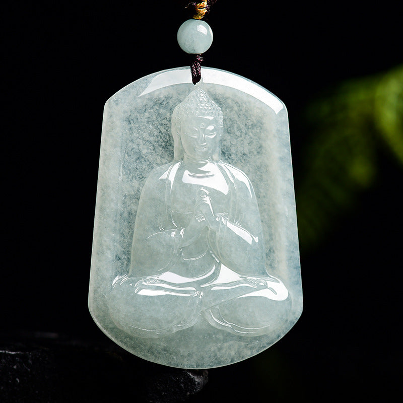 Natural Jade Pendant Vairocana Buddha Jadeite Pendant