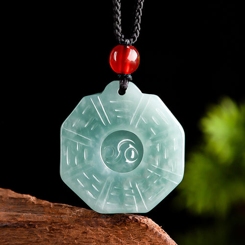 Natural Jade Pendant Yin and Yang Tai Chi Bagua Jadeite Pendant