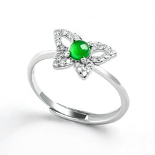 Natural Jade Ring Adjustable Butterfly Silver Jadeite Ring