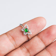 Natural Jade Ring Adjustable Butterfly Silver Jadeite Ring