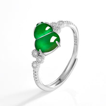 Natural Jade Ring Adjustable Hulu Silver Jadeite Ring