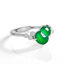 Natural Jade Ring Adjustable Hulu Silver Jadeite Ring