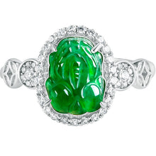 Natural Jade Ring Adjustable Pixiu Silver Jadeite Ring