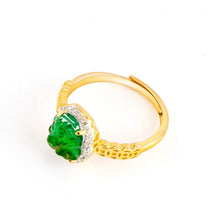 Natural Jade Ring Adjustable Pixiu Silver Jadeite Ring