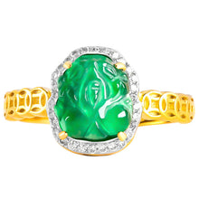 Natural Jade Ring Adjustable Pixiu Silver Jadeite Ring