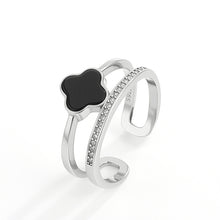 Natural Jade Ring Adjustable Silver Flower Jadeite Ring