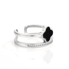 Natural Jade Ring Adjustable Silver Flower Jadeite Ring