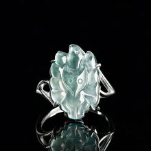 Natural Jade Ring Adjustable Silver Fox Jadeite Ring