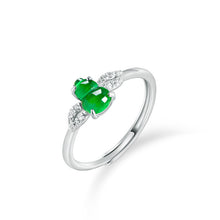 Natural Jade Ring Adjustable Silver Hulu Jadeite Ring