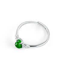 Natural Jade Ring Adjustable Silver Hulu Jadeite Ring