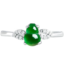 Natural Jade Ring Adjustable Silver Hulu Jadeite Ring