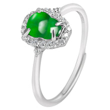 Natural Jade Ring Adjustable Silver Hulu Jadeite Ring