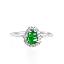Natural Jade Ring Adjustable Silver Hulu Jadeite Ring