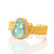 Natural Jade Ring Adjustable Silver Hulu Jadeite Ring