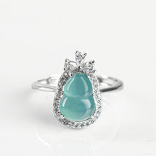 Natural Jade Ring Adjustable Silver Hulu Jadeite Ring