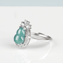 Natural Jade Ring Adjustable Silver Hulu Jadeite Ring