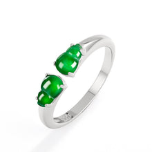 Natural Jade Ring Adjustable Silver Hulu Jadeite Ring