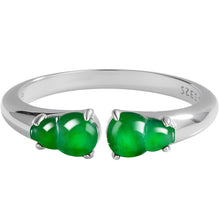 Natural Jade Ring Adjustable Silver Hulu Jadeite Ring