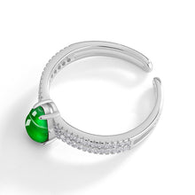 Natural Jade Ring Adjustable Silver Hulu Jadeite Ring