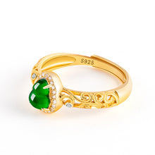 Natural Jade Ring Adjustable Silver Hulu Jadeite Ring