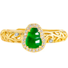 Natural Jade Ring Adjustable Silver Hulu Jadeite Ring