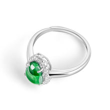 Natural Jade Ring Adjustable Silver Hulu Jadeite Ring
