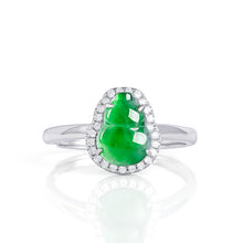 Natural Jade Ring Adjustable Silver Hulu Jadeite Ring