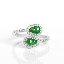 Natural Jade Ring Adjustable Silver Hulu Jadeite Ring