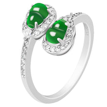 Natural Jade Ring Adjustable Silver Hulu Jadeite Ring