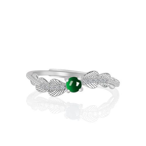 Natural Jade Ring Adjustable Silver Jadeite Ring