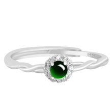 Natural Jade Ring Adjustable Silver Jadeite Ring