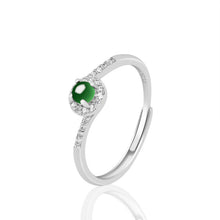 Natural Jade Ring Adjustable Silver Jadeite Ring