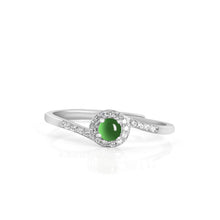 Natural Jade Ring Adjustable Silver Jadeite Ring
