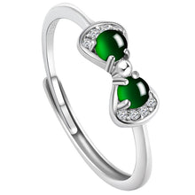Natural Jade Ring Adjustable Silver Jadeite Ring