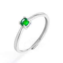 Natural Jade Ring Adjustable Silver Jadeite Ring