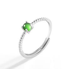 Natural Jade Ring Adjustable Silver Jadeite Ring