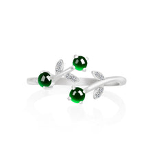 Natural Jade Ring Adjustable Silver Jadeite Ring