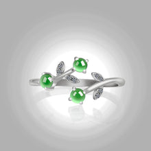 Natural Jade Ring Adjustable Silver Jadeite Ring