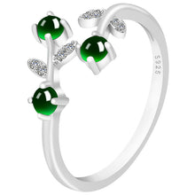 Natural Jade Ring Adjustable Silver Jadeite Ring