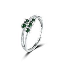 Natural Jade Ring Adjustable Silver Jadeite Ring