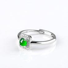 Natural Jade Ring Adjustable Silver Jadeite Ring