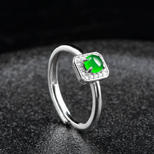 Natural Jade Ring Adjustable Silver Jadeite Ring