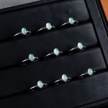 Natural Jade Ring Adjustable Silver Jadeite Ring