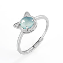 Natural Jade Ring Adjustable Silver Jadeite Ring