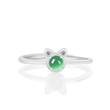 Natural Jade Ring Adjustable Silver Jadeite Ring