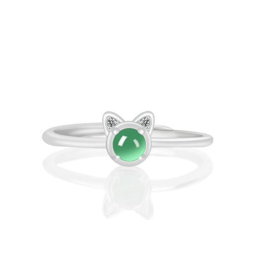 Natural Jade Ring Adjustable Silver Jadeite Ring