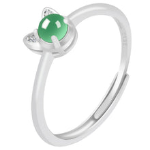 Natural Jade Ring Adjustable Silver Jadeite Ring