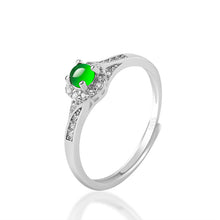 Natural Jade Ring Adjustable Silver Jadeite Ring