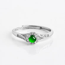 Natural Jade Ring Adjustable Silver Jadeite Ring